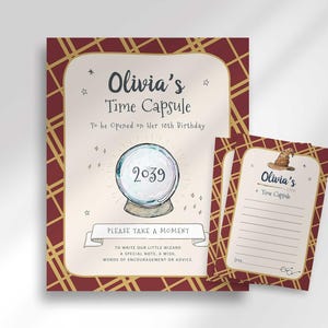 Wizard Time Capsule Sign Cards: Editable Birthday, Baby Shower (Digital Download)