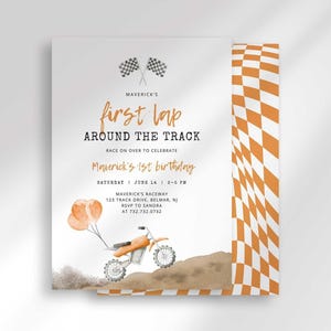 first lap around the track birthday invitation