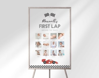 Race Car Colorful First Birthday Milestone Board: 1st Year Stat Chart (Digital Download)