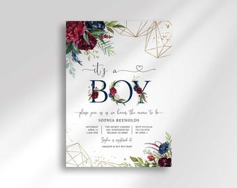 Floral Baby Shower Invitation, It's a Boy