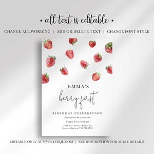 berry first birthday invitation