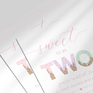 second birthday ice cream birthday invite