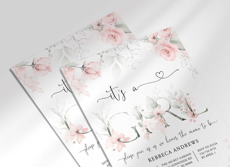 flower girl baby shower invite
