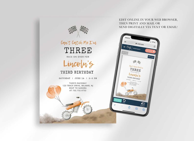 digital dirt bike birthday invite