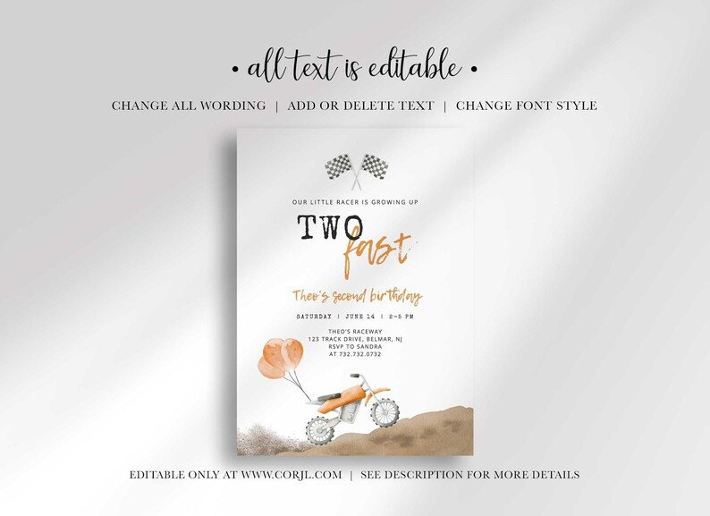 editable dirt bike invitation
