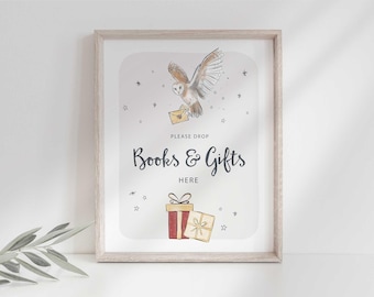 Wizard Party Sign: Books Gifts, Owl Design (Digital Download)