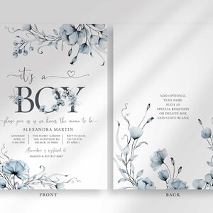azure baby shower invitation