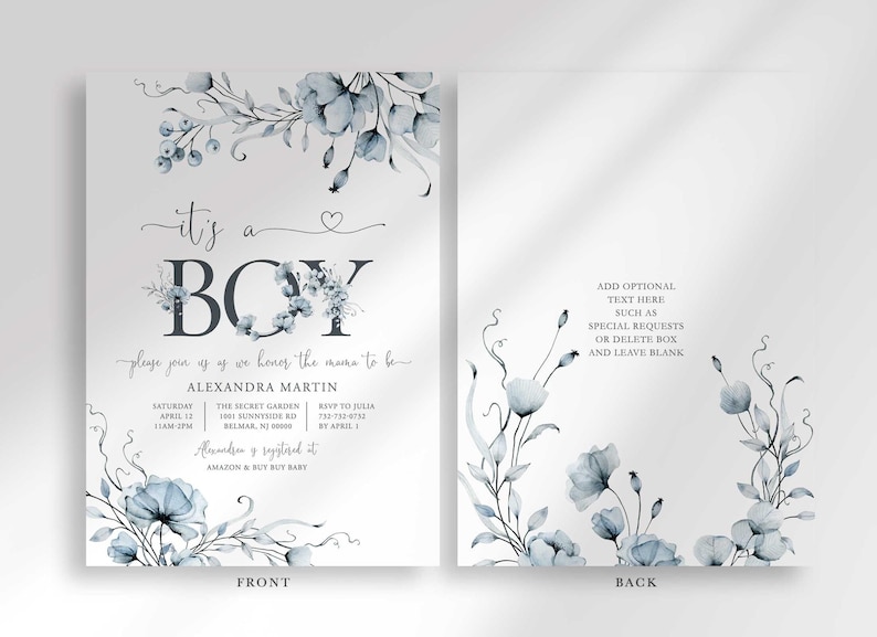 azure baby shower invitation