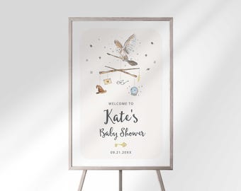 Editable Wizard Baby Shower Welcome Sign: Magical Digital Template for Potter-Themed Party (Digital Download)