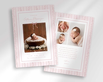 Dainty Pink Floral Baby Announcement (Digital Download)