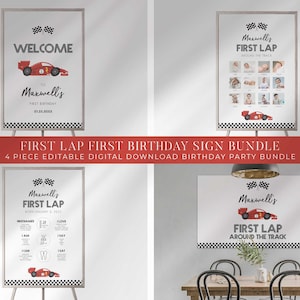 Modern Race Car First Birthday Milestone Chart, Race Car Birthday Stats, 1st Birthday Photo Chart, Race Car Birthday Decor, Instant Download