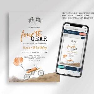 digital dirt bike birthday invite