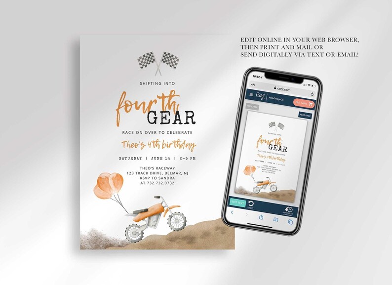 digital dirt bike birthday invite
