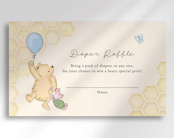 Winnie the Pooh Diaper Raffle Ticket: Baby Shower Game (Digital Download)