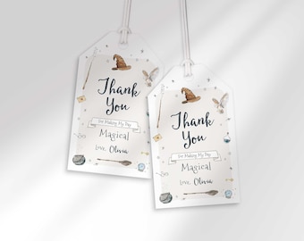 Wizard Thank You Tags: Editable Party Favor (Digital Download)
