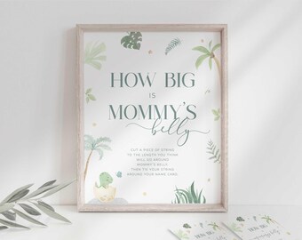 Baby-dino 'How Big is Mommy's Belly'-douchespel, Jurassic Dinosaur Party Decor (digitale download)