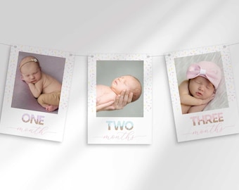 Sweet One Ice Cream eerste verjaardagsfoto mijlpaalbord: maandelijkse babyherinnering (digitale download)