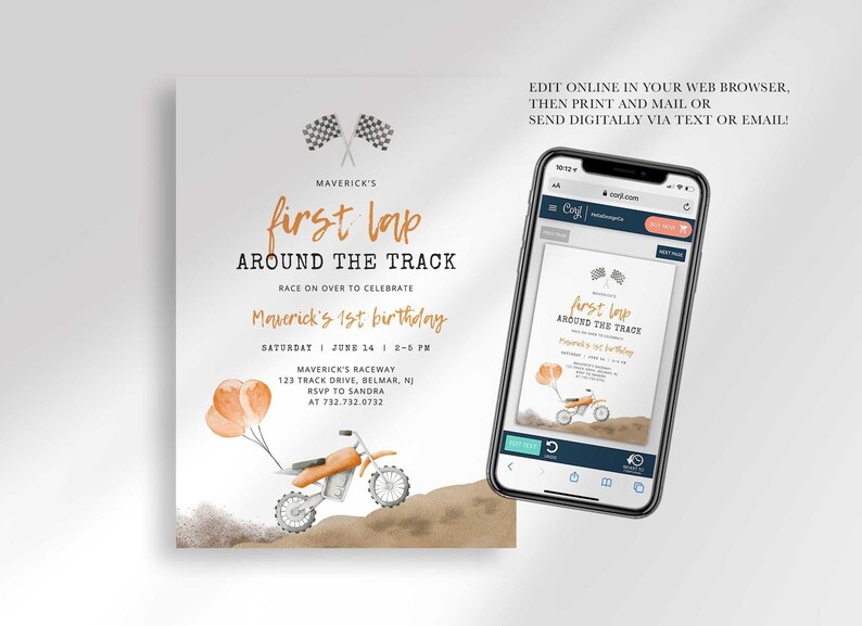 digital dirt bike birthday invite