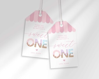 Ice Cream First Birthday Favor Tags, Sweet One Party (Digital Download)
