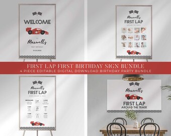 Race Car First Birthday Bundle, 1st Lap Around the Track (Digital Download)