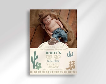 Editable First Rodeo Birthday Invitation Template
