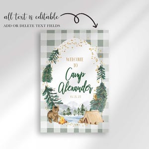 Camper First Birthday Welcome Sign: Editable Camp Theme (Digital Download) image 3