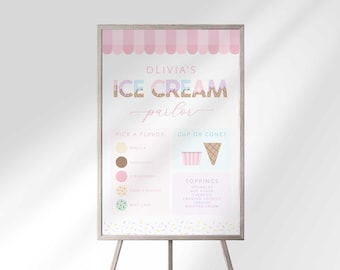 Ice Cream Bar Menü Schild Geburtstagsparty Poster druckbare Sundae Station (digitaler Download)