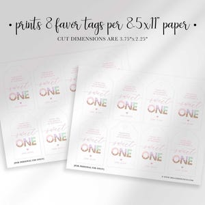 Etichette per bomboniere di primo compleanno a tema gelato "Sweet One" (download digitale) immagine 3