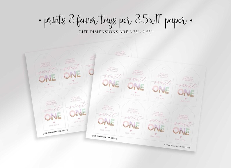 Etichette per bomboniere di primo compleanno a tema gelato "Sweet One" (download digitale) immagine 3