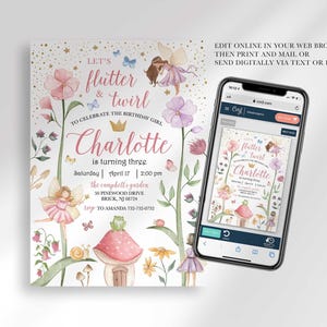 digital fairy birthday invite