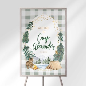 Camper First Birthday Welcome Sign: Editable Camp Theme (Digital Download) image 1