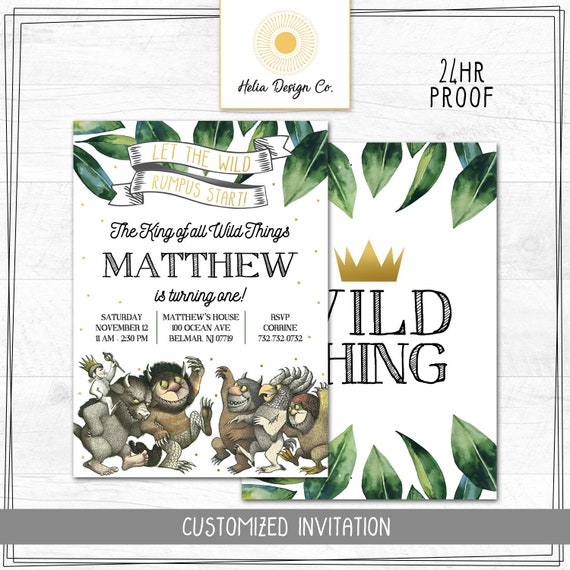 Customized Where The Wild Things Are Invitation | Wild One | Digital Download | Printable Invitation | 24 Hour Proof Il_570xn