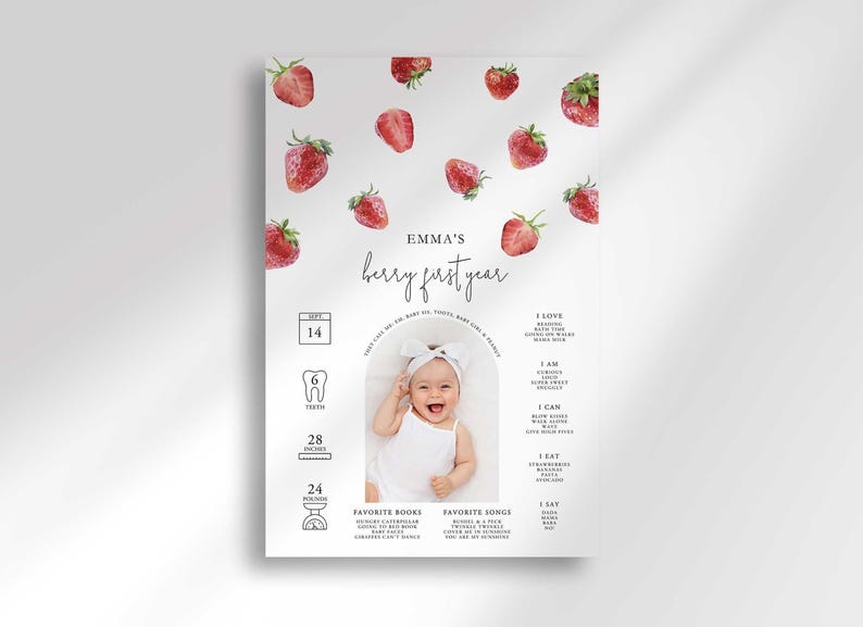 berry first year birthday board