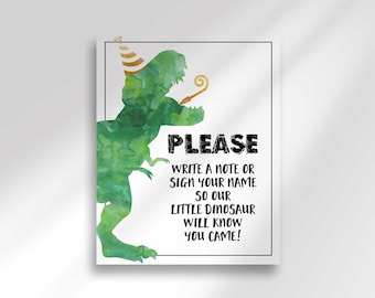 Dinosaurier-Gästebuchschild, Jurassic Printable (Digitaler Download)