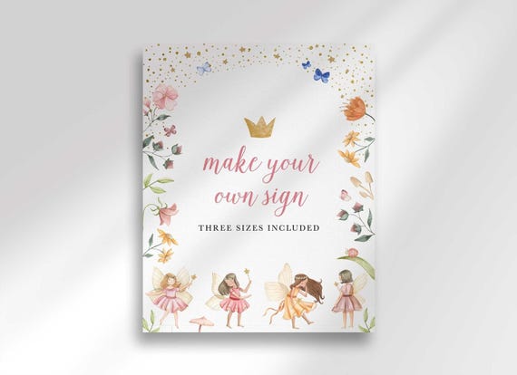 Custom Fairy Birthday Party Sign: Create Your Own Printable (Digital Download)