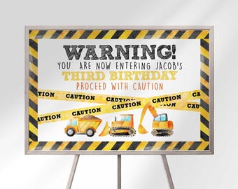 Editable Construction Birthday Party Welcome Sign Printable DIY BC1 (Digital Download)