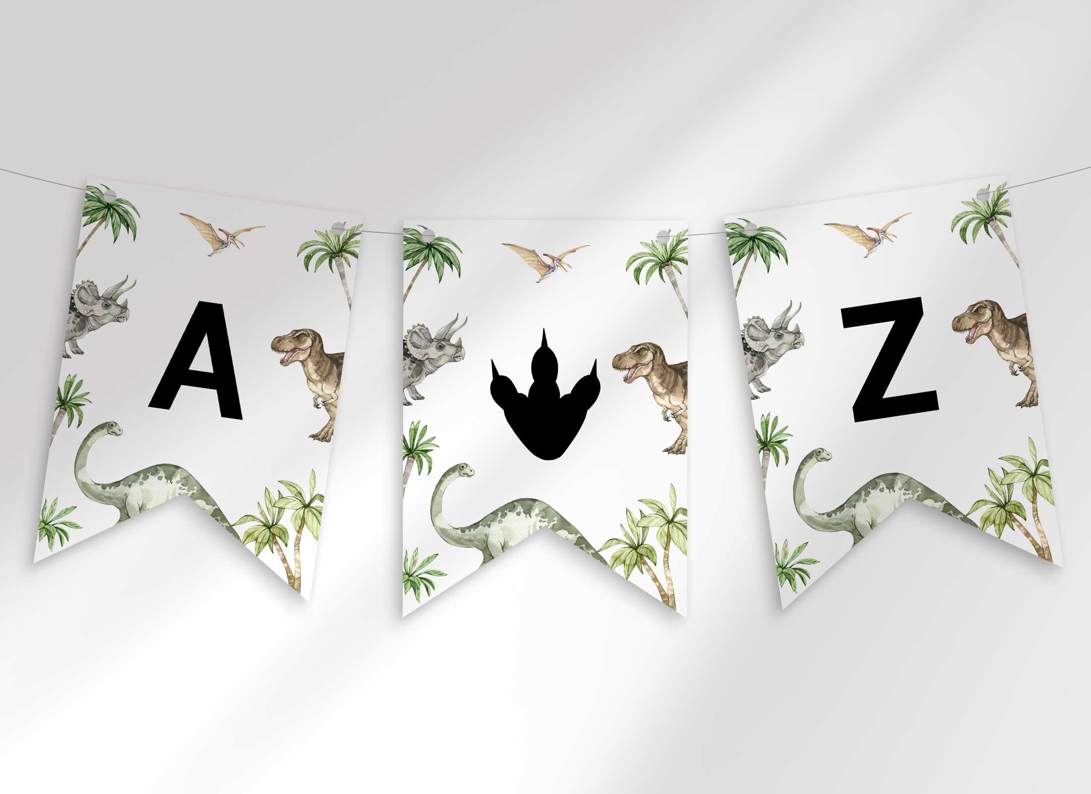 Jurassic Dinosaur Happy Birthday Banner, Dino Theme Spell Anything Letter Banner, Modern Dinosaur Birthday Bunting, Party Decor