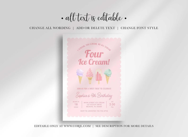 ice cream party invitation