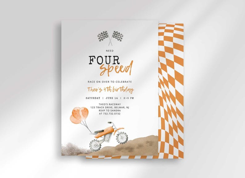 need four speed birthday invitation