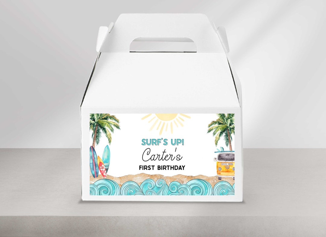 Surf Birthday Favor Box Label: the Big One Party (digital Download) - Etsy