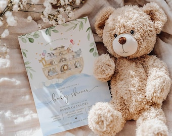 Noah's Ark Baby Shower Invitation Template