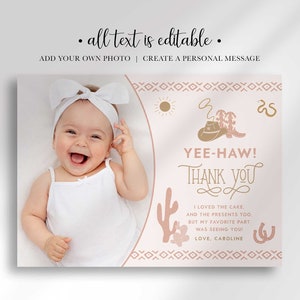 Editable First Rodeo Birthday Thank You Card Template Instant Download ...