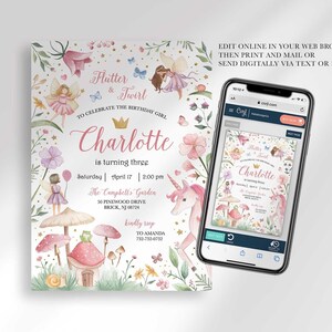 digital fairy birthday invitation