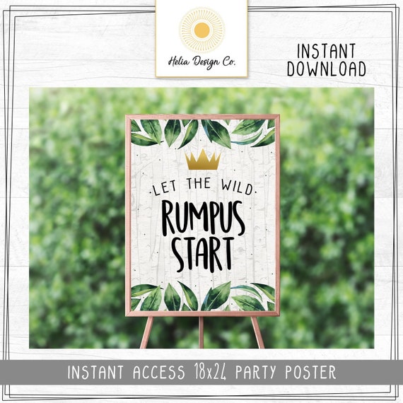 Where the Wild Things Are | Let The Wild Rumpus Start | Party Poster | Birthday | Baby Shower | Backdrop | Instant Download | Printable Il_570xn