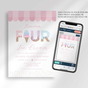 digital ice cream birthday invitation
