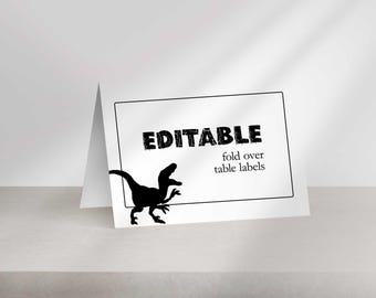 Étiquettes alimentaires modifiables pour anniversaire sur le thème des dinosaures, à imprimer pour une fête jurassique