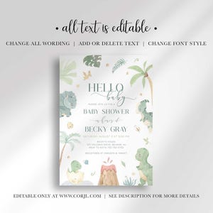 Baby dino hatching soon baby shower invitation