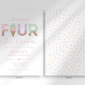 Fourth birthday ice cream invitation