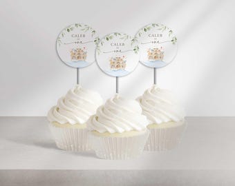 Noah's Ark Birthday Cupcake Toppers, Party Circles (Digital Download)