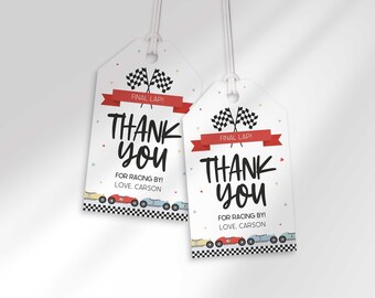 Race Car Birthday Thank You Tags: Editable Party Favors (Digital Download)